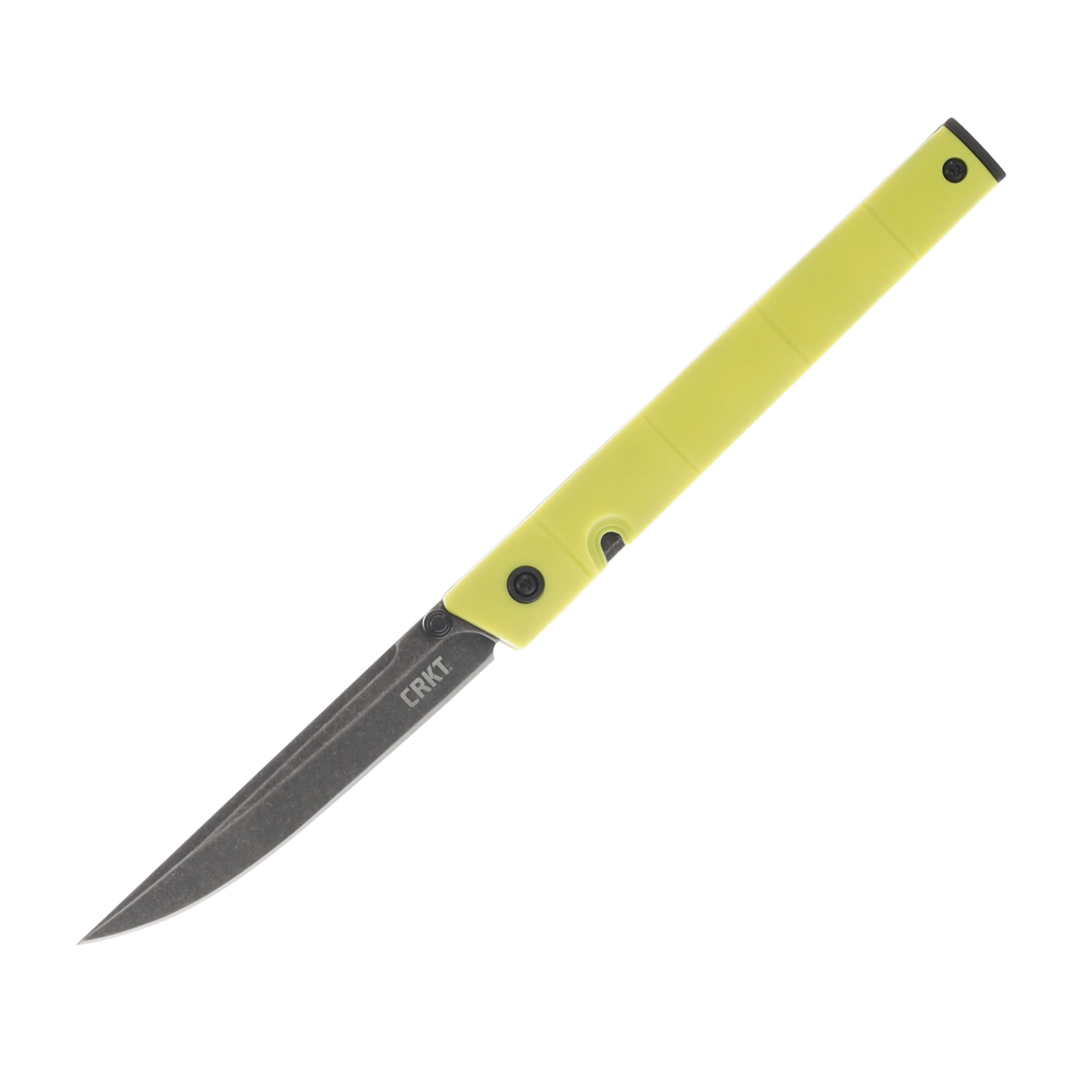 CRKT CEO Thumbstud Yellow 3.11in Plain Black Stonewash Straight Back CR7096YGK View 1