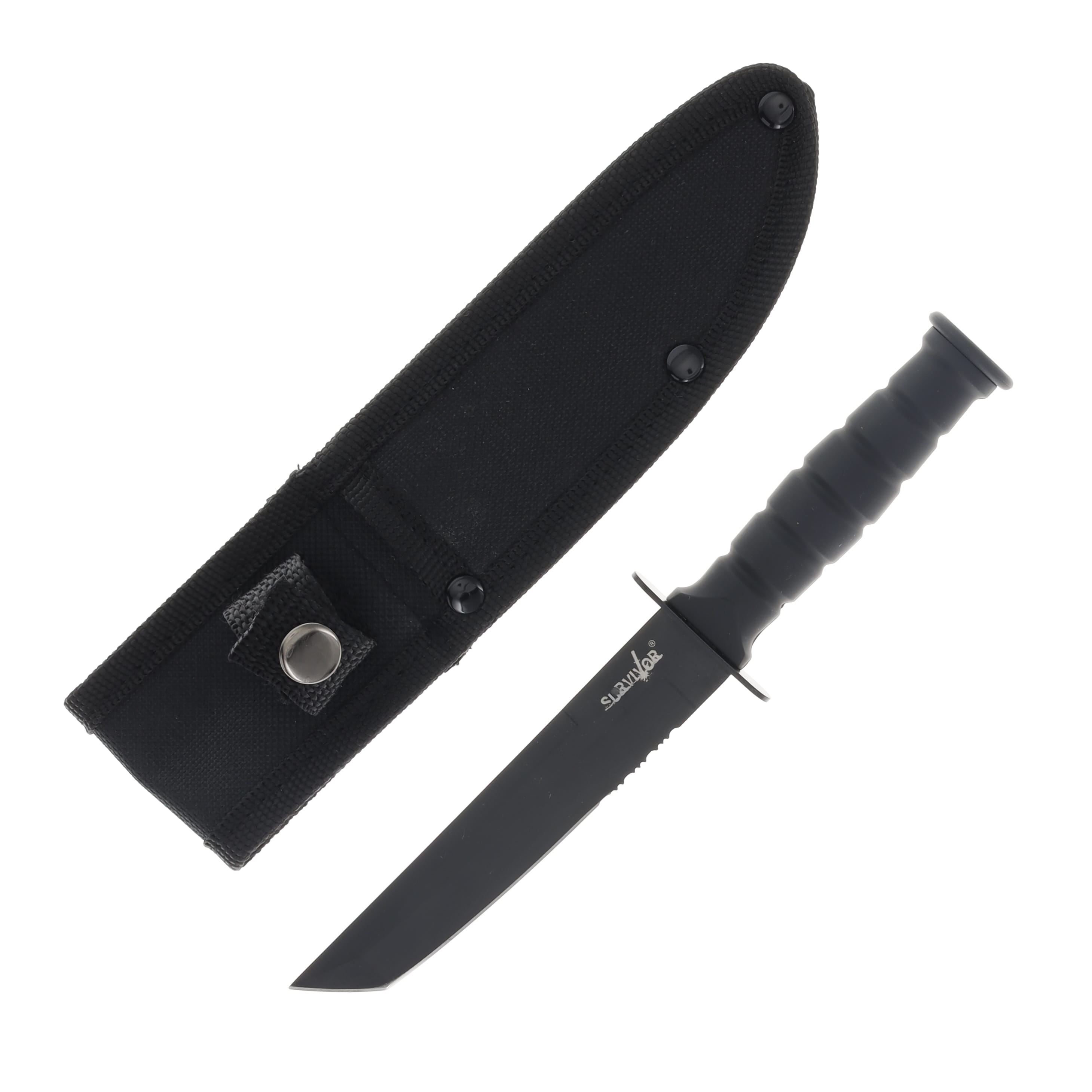 Mastery Cutlery Survivor Mini Black Tanto Fixed Blade Knife 4in PS Edge DBHK1023TN View 1