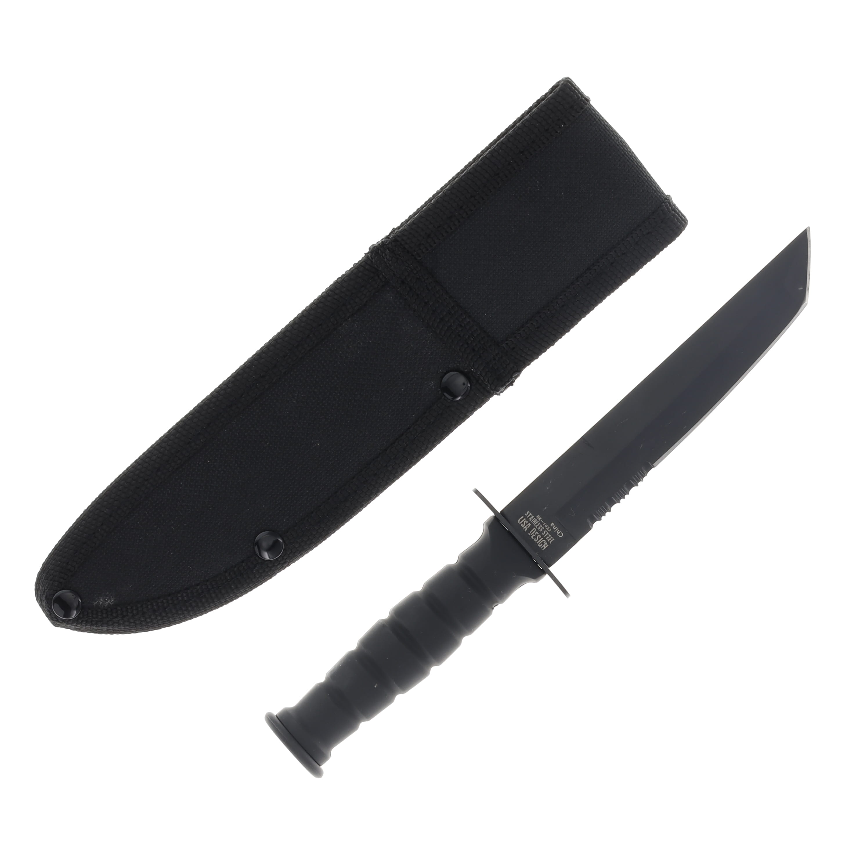 Mastery Cutlery Survivor Mini Black Tanto Fixed Blade Knife 4in PS Edge DBHK1023TN View 2