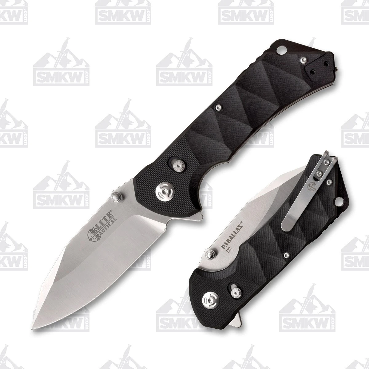 Elite Tactical Parallax Folding Knife 3.5in Plain Satin Clip Point Blade MCETFDR005S View 1