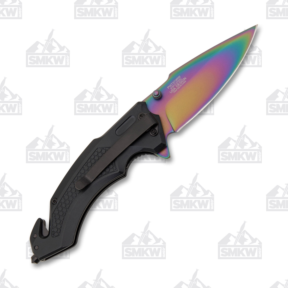 WarTech Folding Rescue Knife Rainbow Spectrum NTPWT370RW View 3