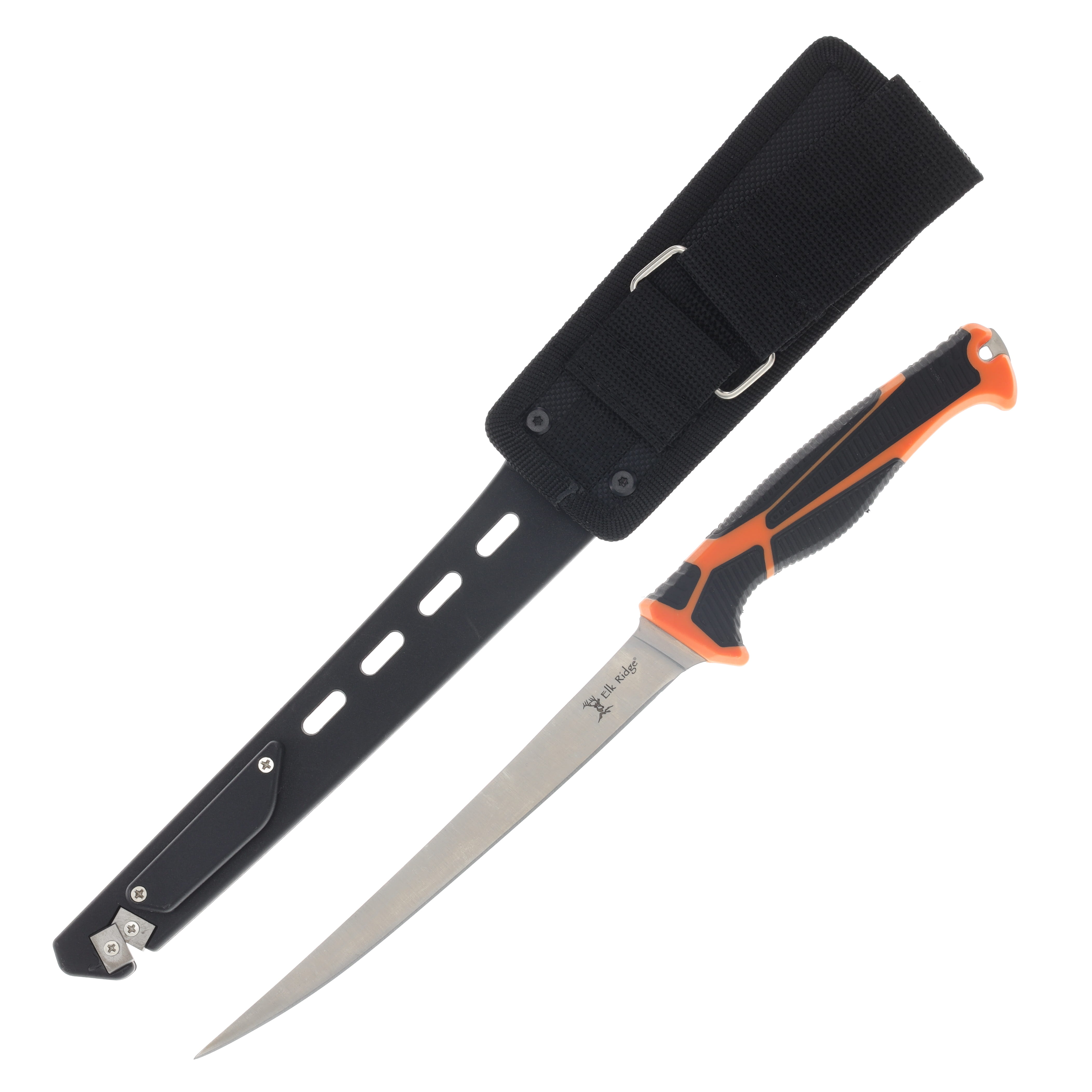 Elk Ridge Trek Fillet Fixed Blade Knife 5Cr15MoV/Orange Nylon and Black Rubber MCERTKFIX002 View 2
