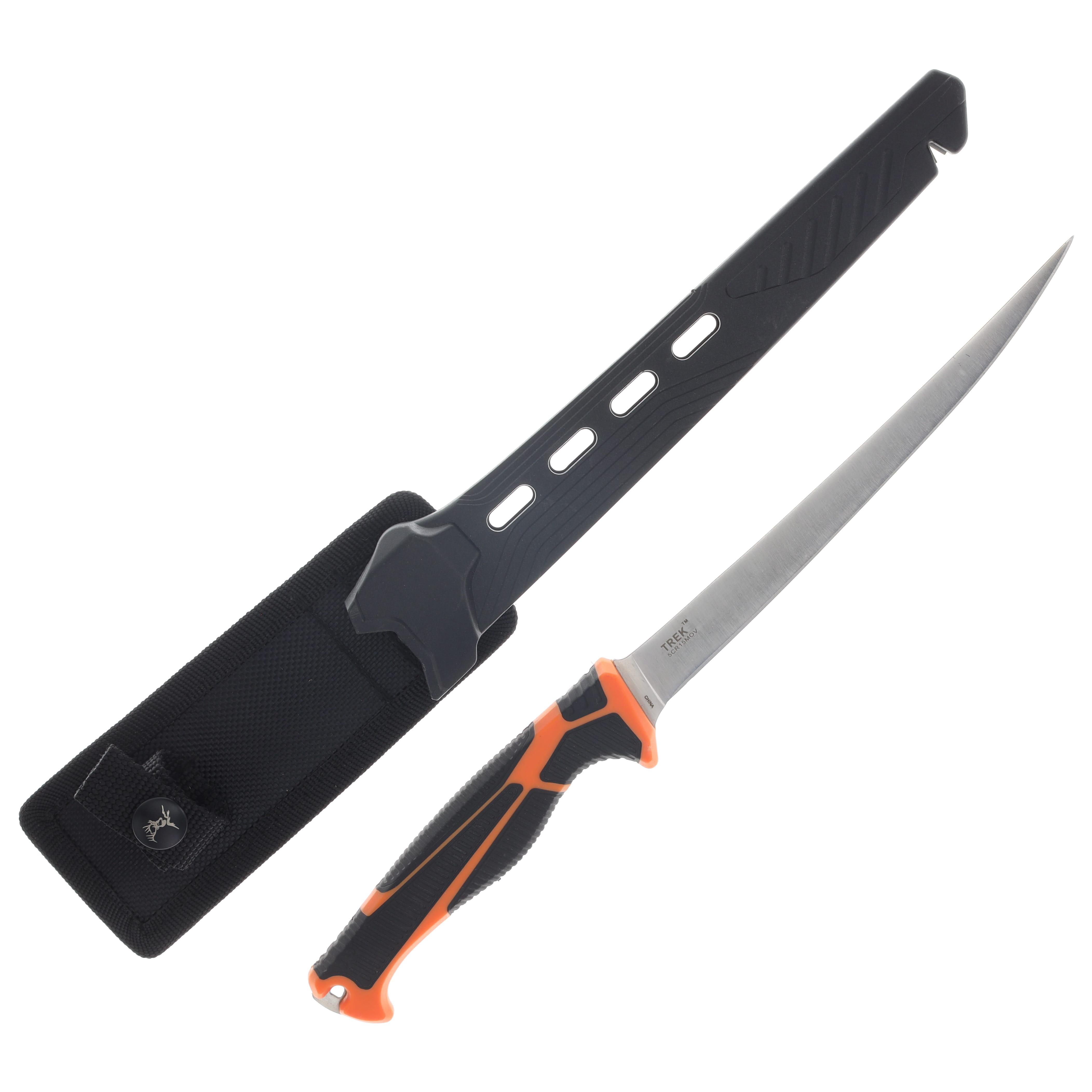 Elk Ridge Trek Fillet Fixed Blade Knife 5Cr15MoV/Orange Nylon and Black Rubber MCERTKFIX002 View 1