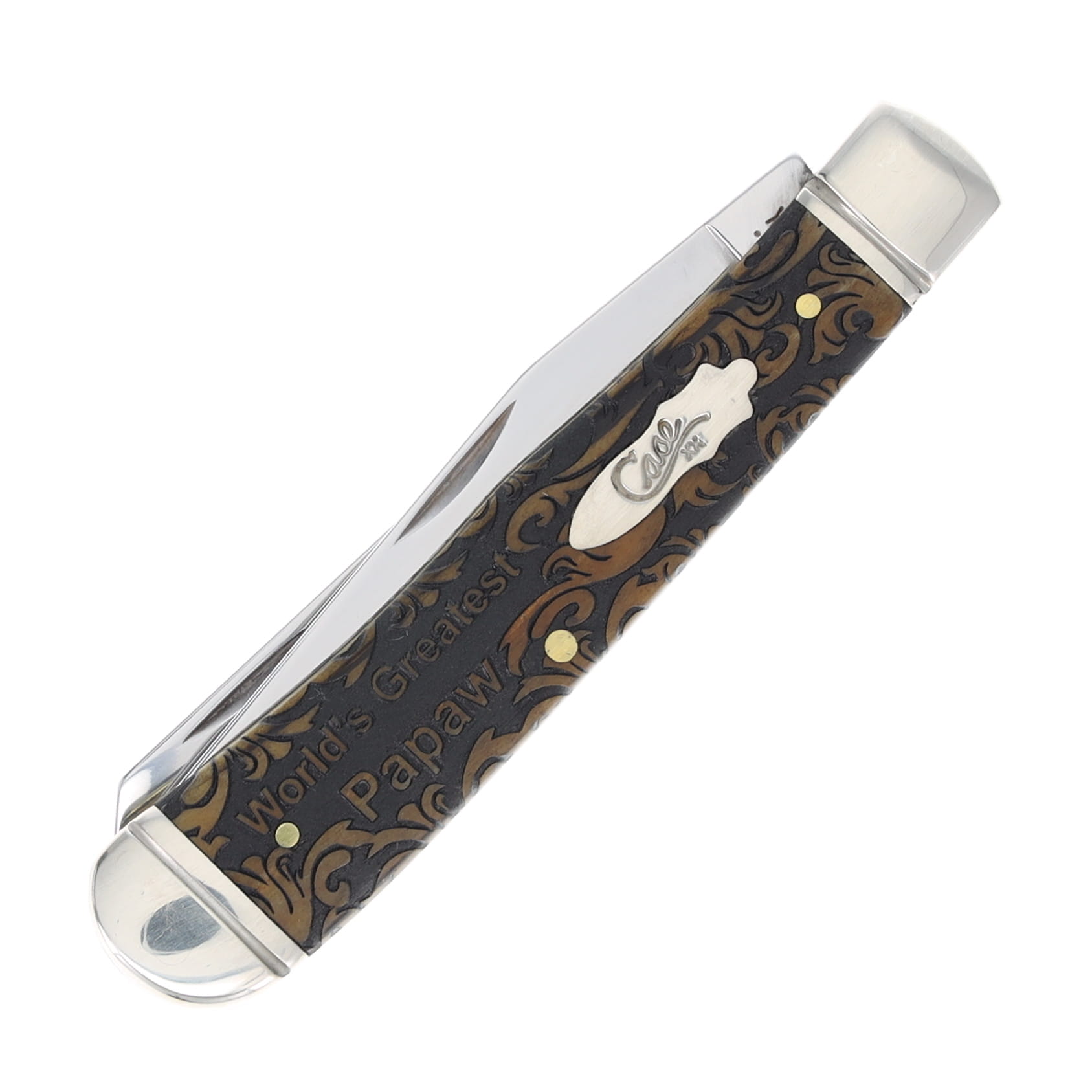 Case XX World's Greatest Papaw Antique Bone Trapper Folding Knife CA58182WGP View 3