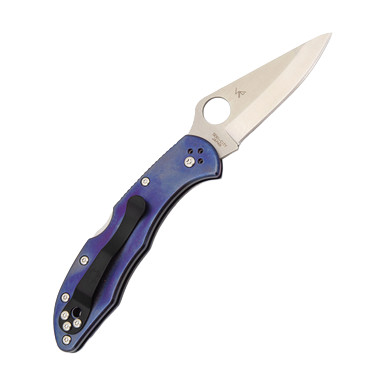 Spyderco Delica Anodized Purple 2.9in Plain Satin Clip Point SP11PBTPU View 2