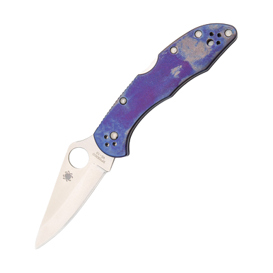 Spyderco Delica Anodized Purple 2.9in Plain Satin Clip Point SP11PBTPU View 1