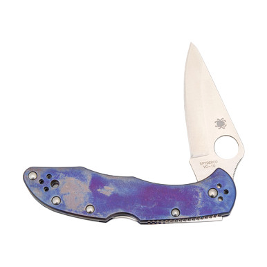Spyderco Delica Anodized Purple 2.9in Plain Satin Clip Point View 4