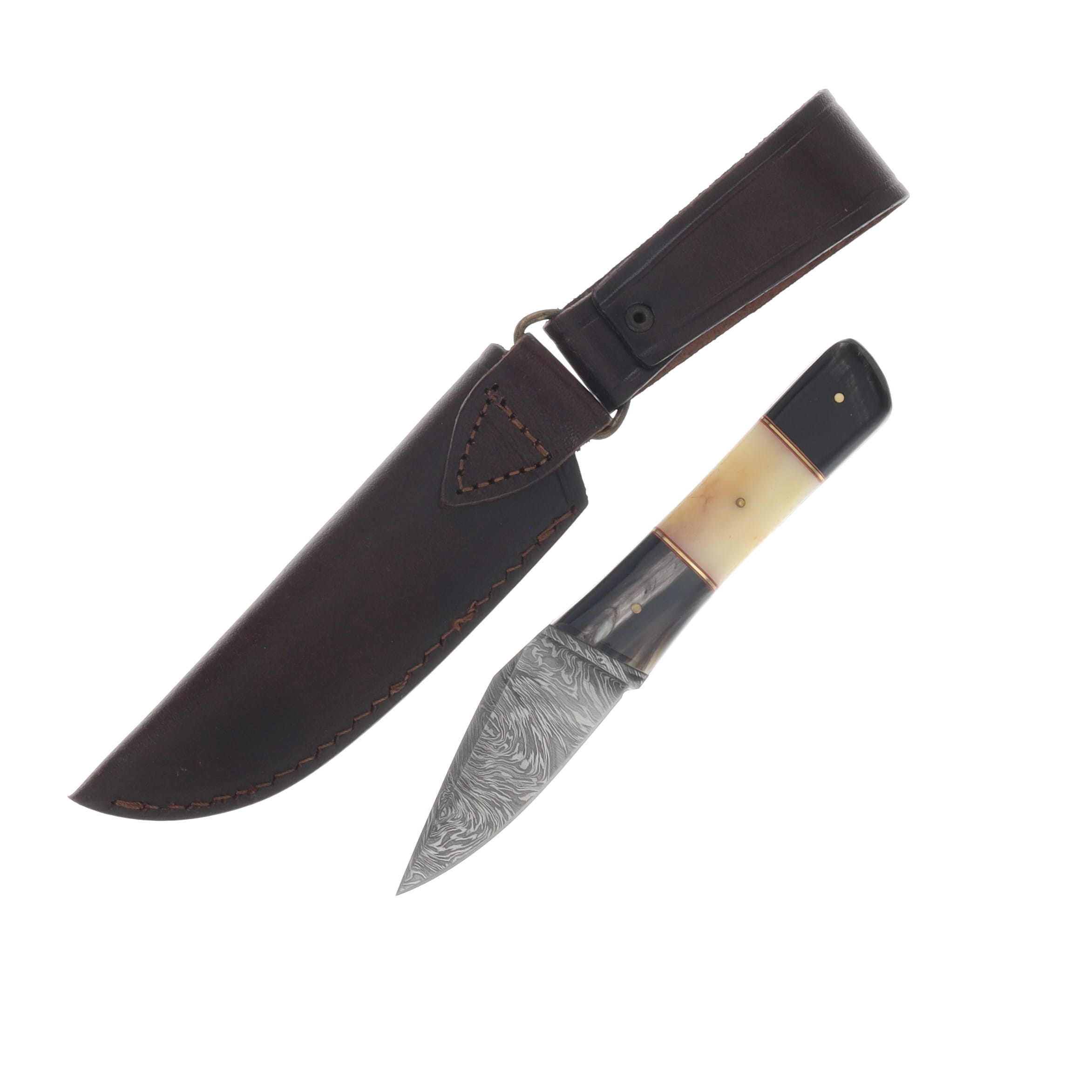 Buffalo Horn & Bone Pig Sticker Fixed Blade Knife DM1258HN View 2