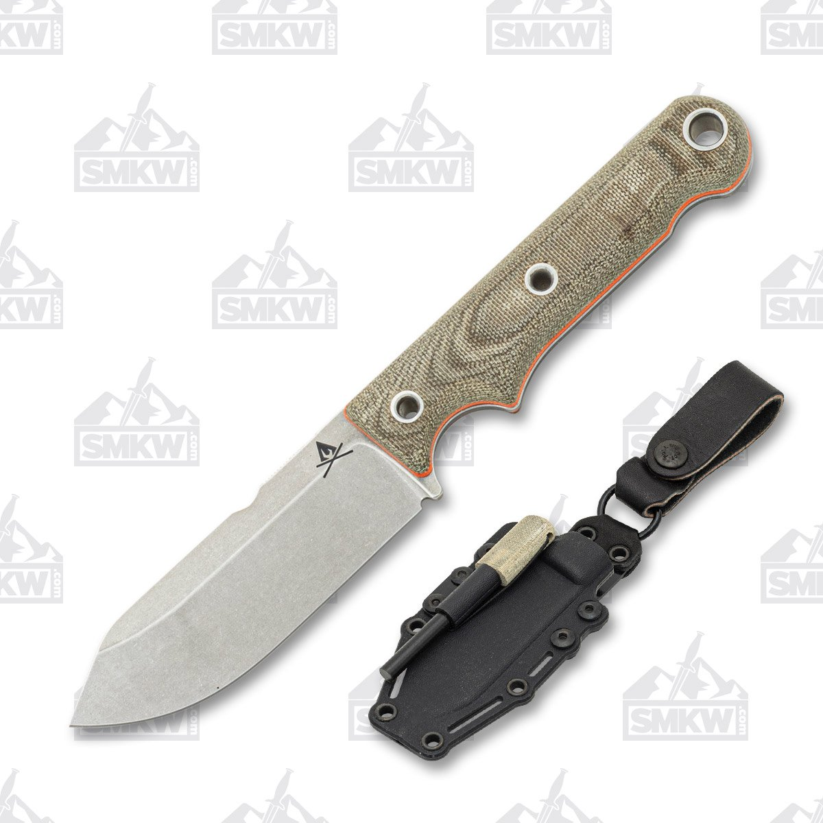 White River Firecraft FC4 Fixed Blade Green Micarta Orange G-10 4in WRFC4 View 1