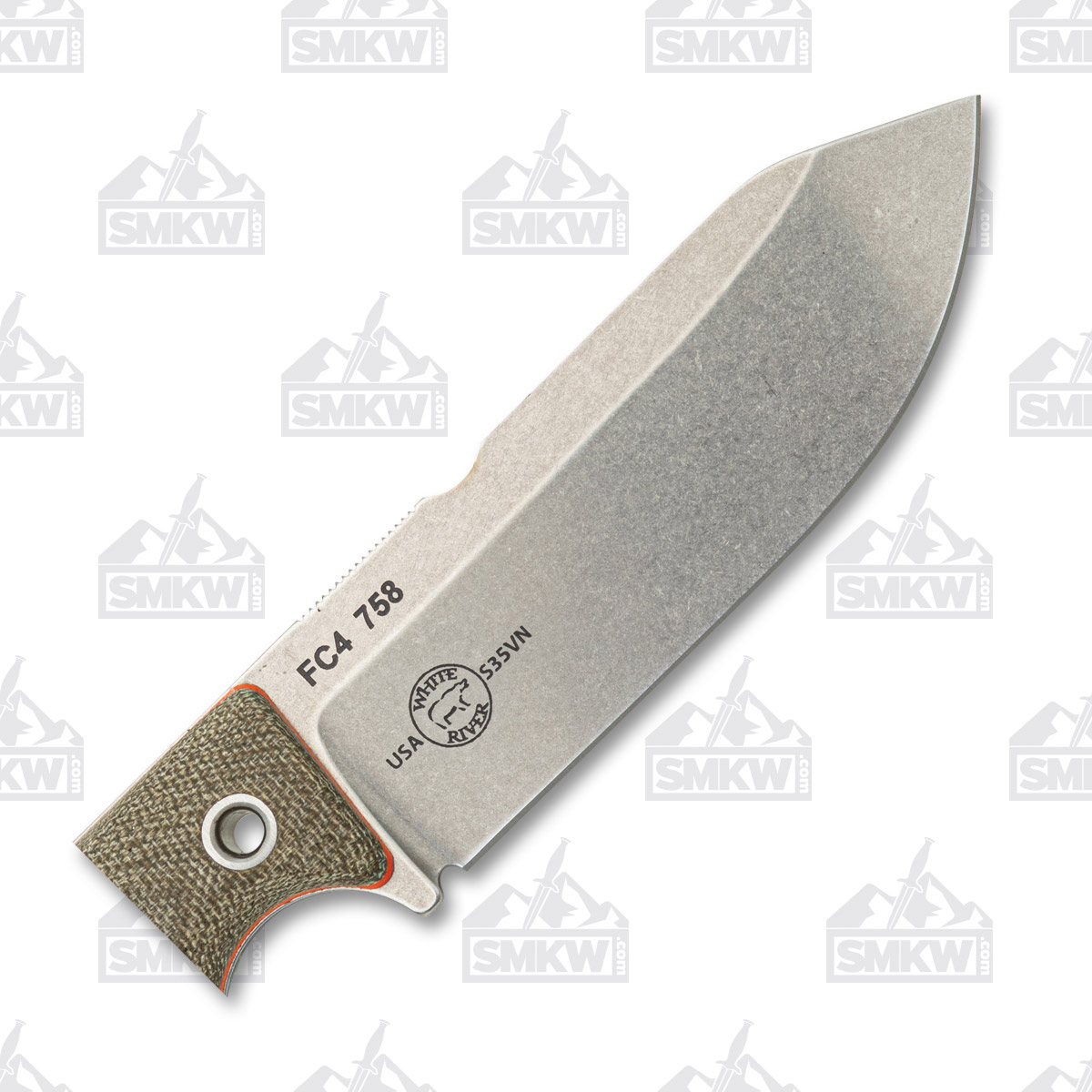 White River Firecraft FC4 Fixed Blade Green Micarta Orange G-10 4in WRFC4 View 12