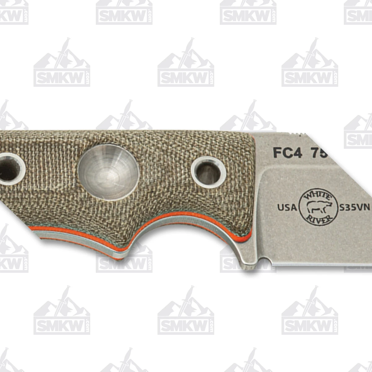 White River Firecraft FC4 Fixed Blade Green Micarta Orange G-10 4in WRFC4 View 11