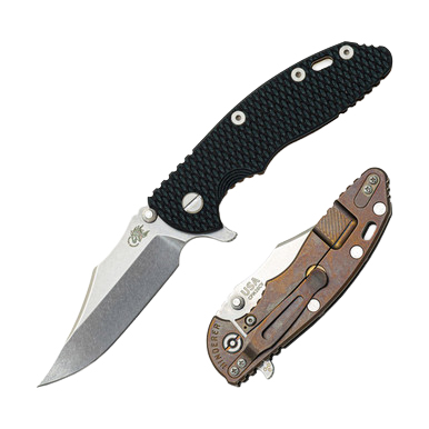Hinderer XM-18 3.5 Bowie Green Black G-10 Stonewashed Bronze View 1