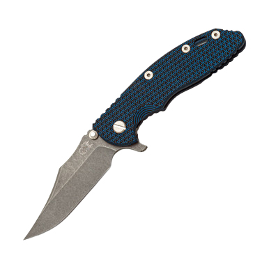 Hinderer XM-18 3.5 Bowie Blue Black G-10 Battle Blue View 2