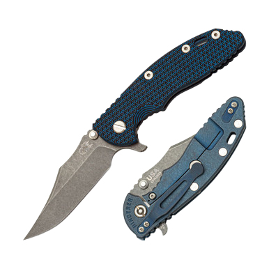 Hinderer XM-18 3.5 Bowie Blue Black G-10 Battle Blue View 1