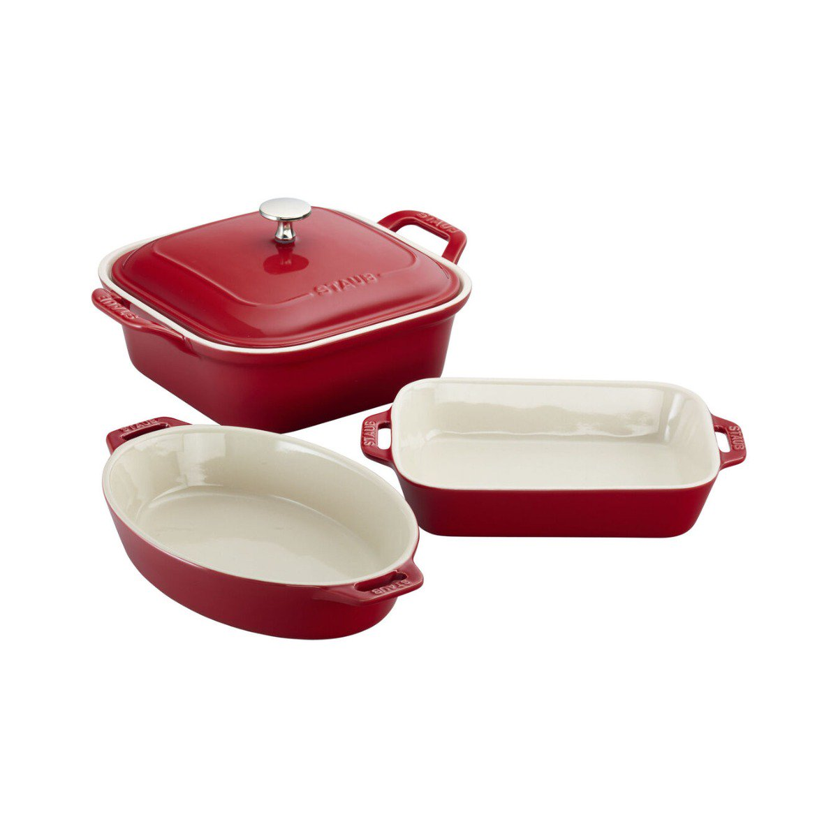 Staub 4 Piece Cherry Red Ceramic Baking Dish 1014874 View 1