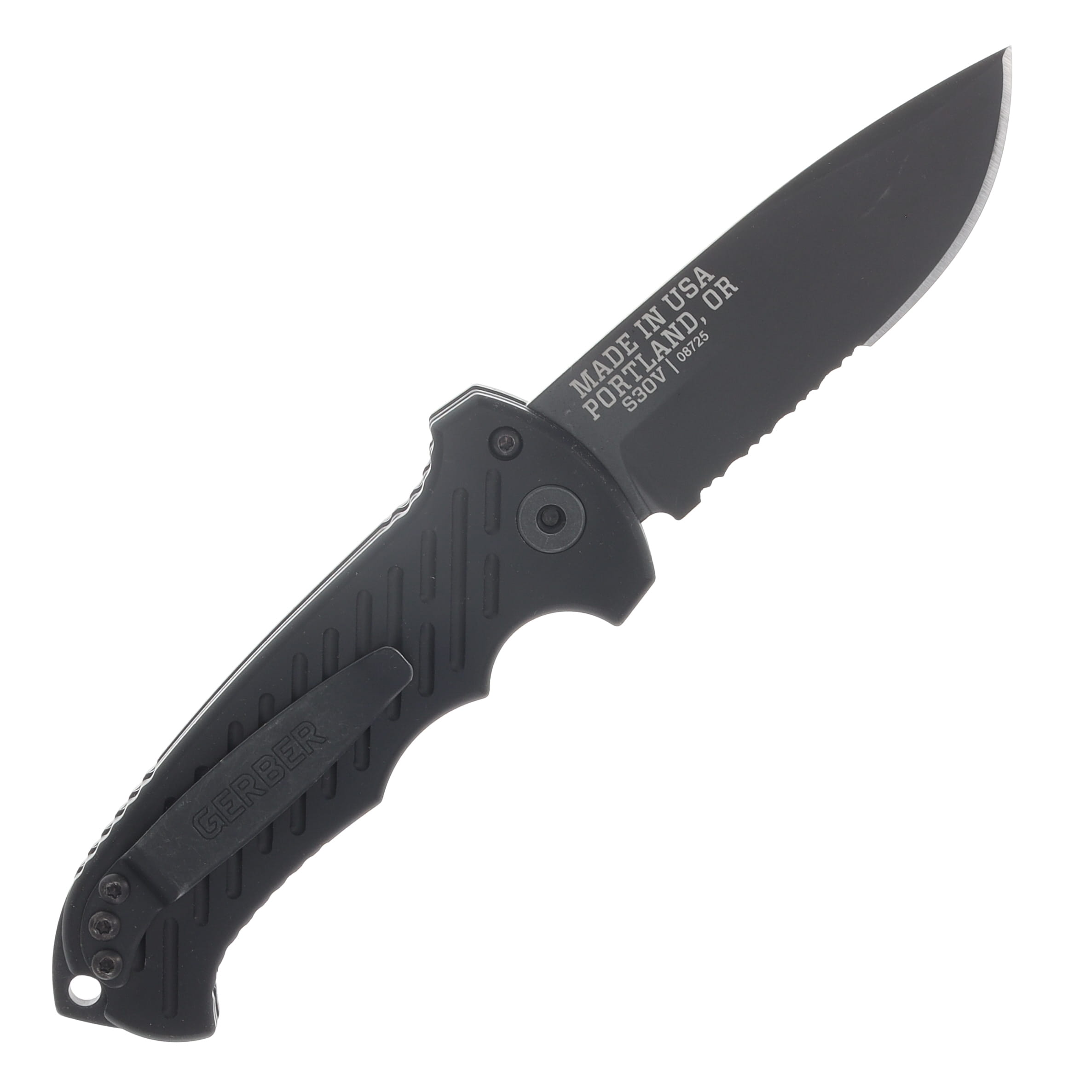 Gerber 06 Auto Blackout Partially Serrated AUG377 View 2