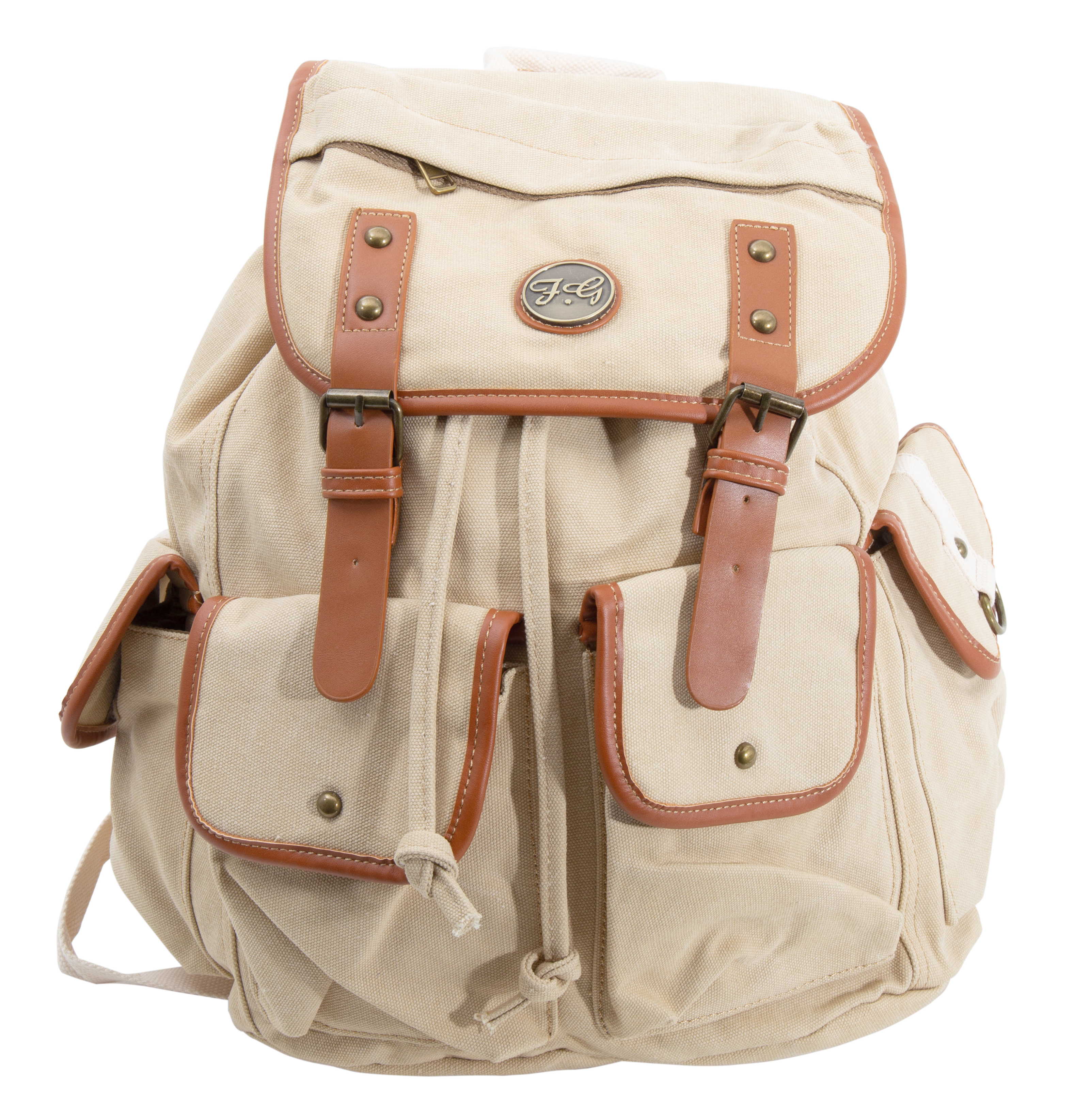 Fabi Concealed Carry Cream Canvas Backpack SM3958 View 1