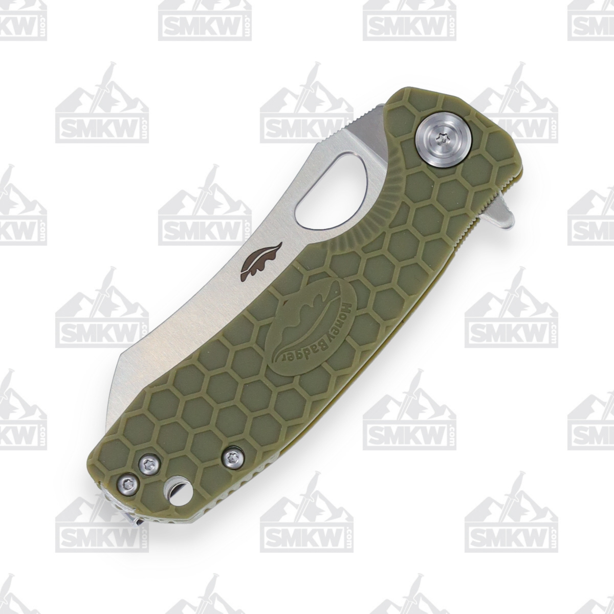 Honey Badger Small Folding Knife Green 2.8in Plain Satin Wharncleaver HB1047 View 8