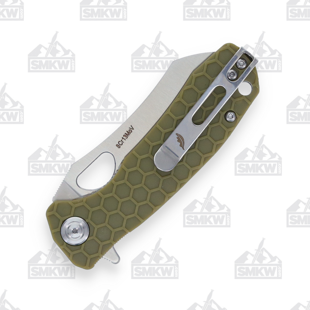 Honey Badger Small Folding Knife Green 2.8in Plain Satin Wharncleaver HB1047 View 9