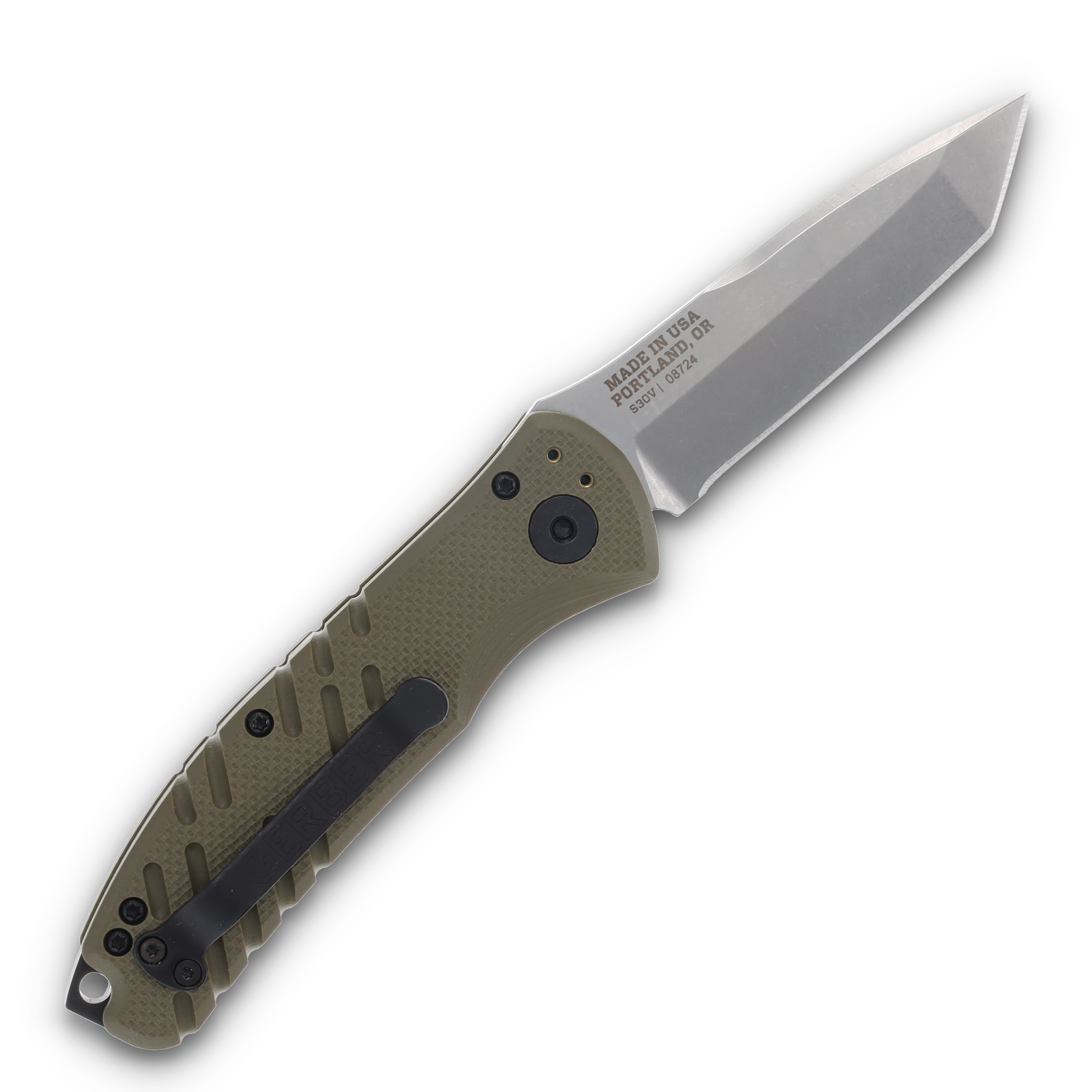 Gerber Propel Auto OD Green 3.5in Stonewashed Tanto Knife AUG1308 View 2