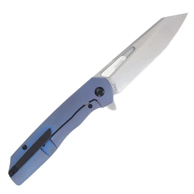 Kansept Shard Blue Titanium Folding Knife 3.5in Satin Reverse Tanto Blade K1006A8 View 3