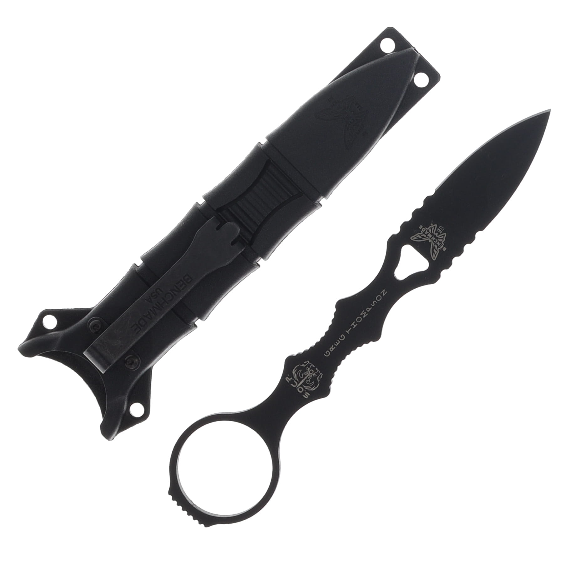 Benchmade Mini SOCP Spear-Point Knife Black 2.22in Single-Edge BM177BK View 2