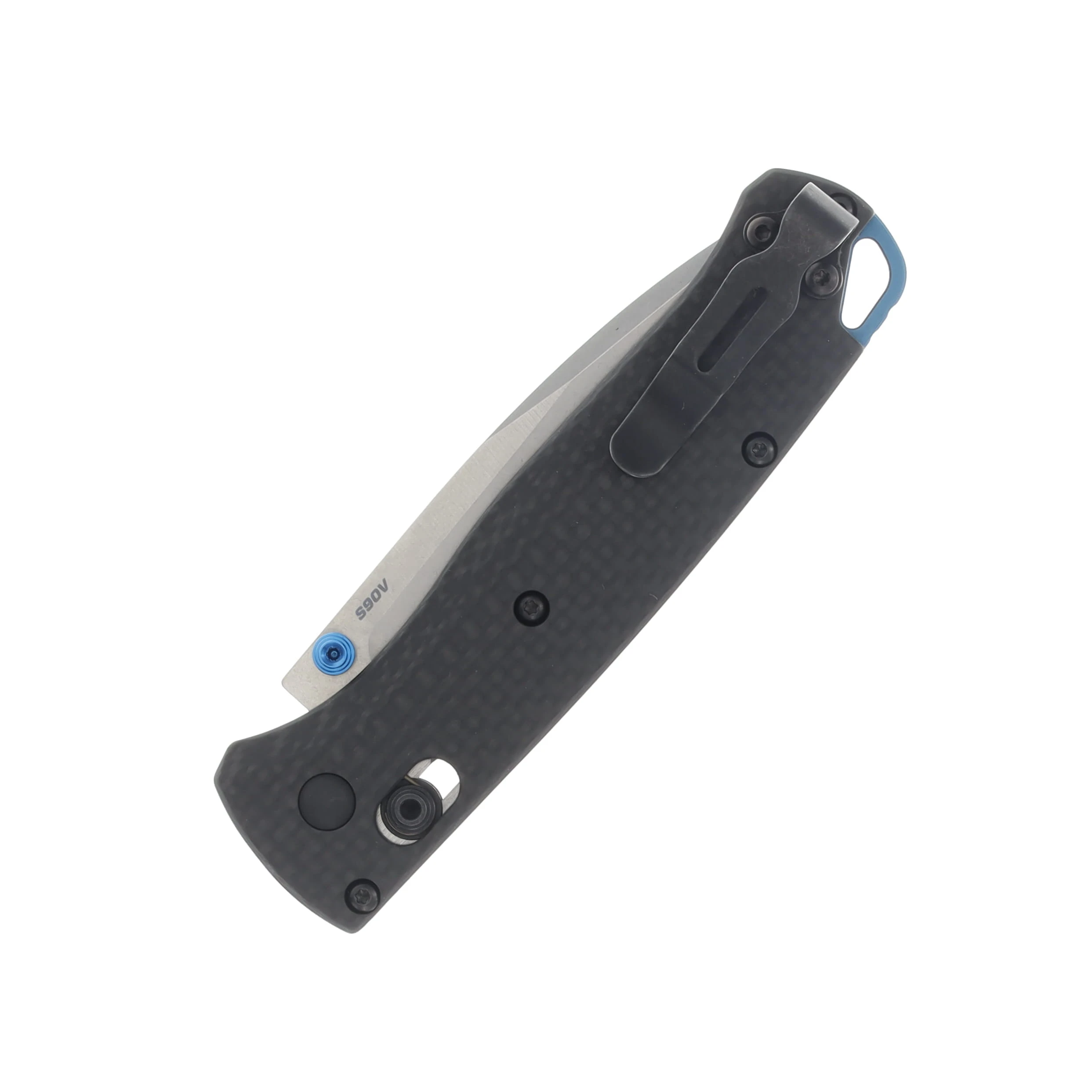 Benchmade Bugout Folding Knife 3.24in Plain Textured Blue Carbon Fiber BM5353 View 2