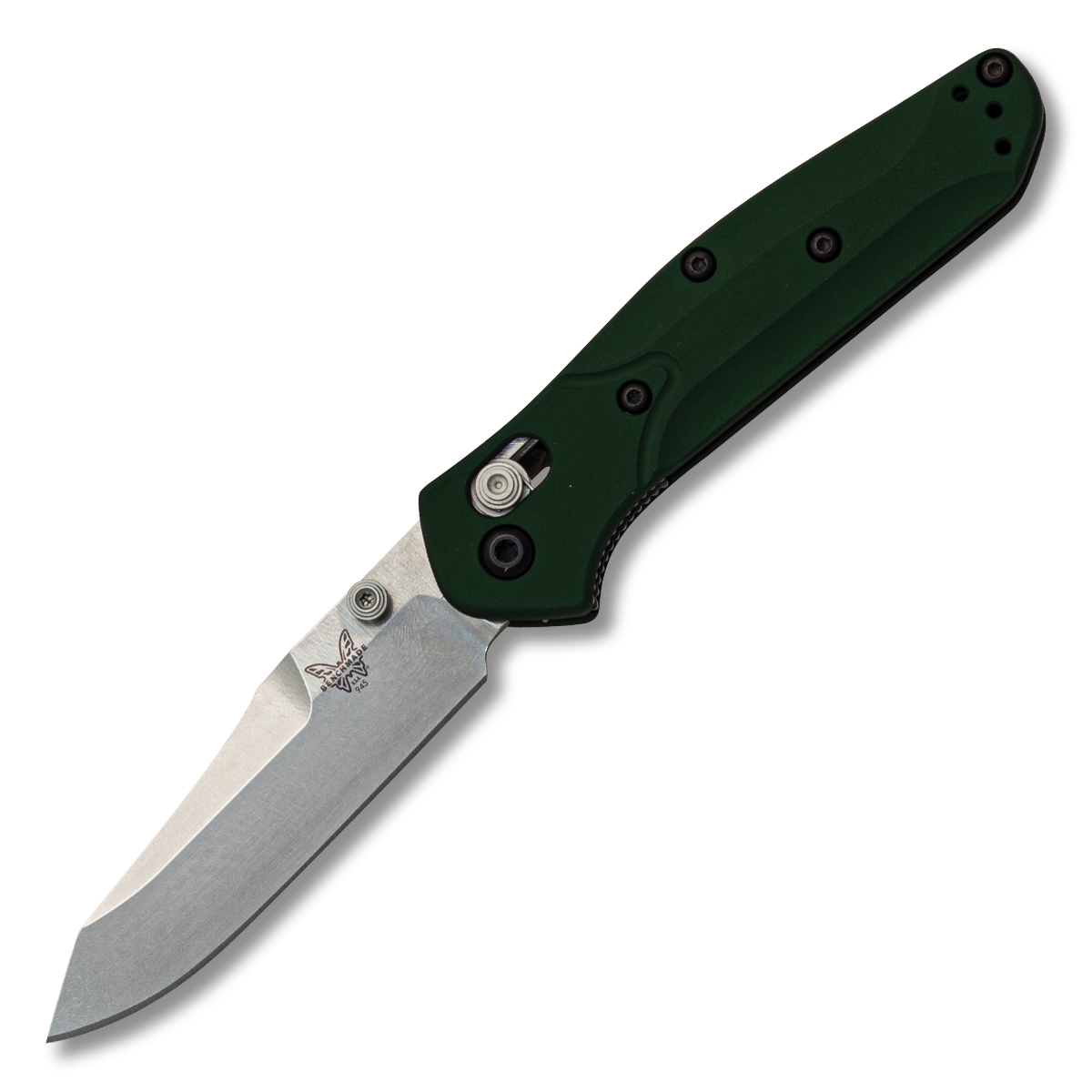 Benchmade 945 Mini Osborne Green 2.92 Inch Plain Satin Reverse Tanto BM945 View 1