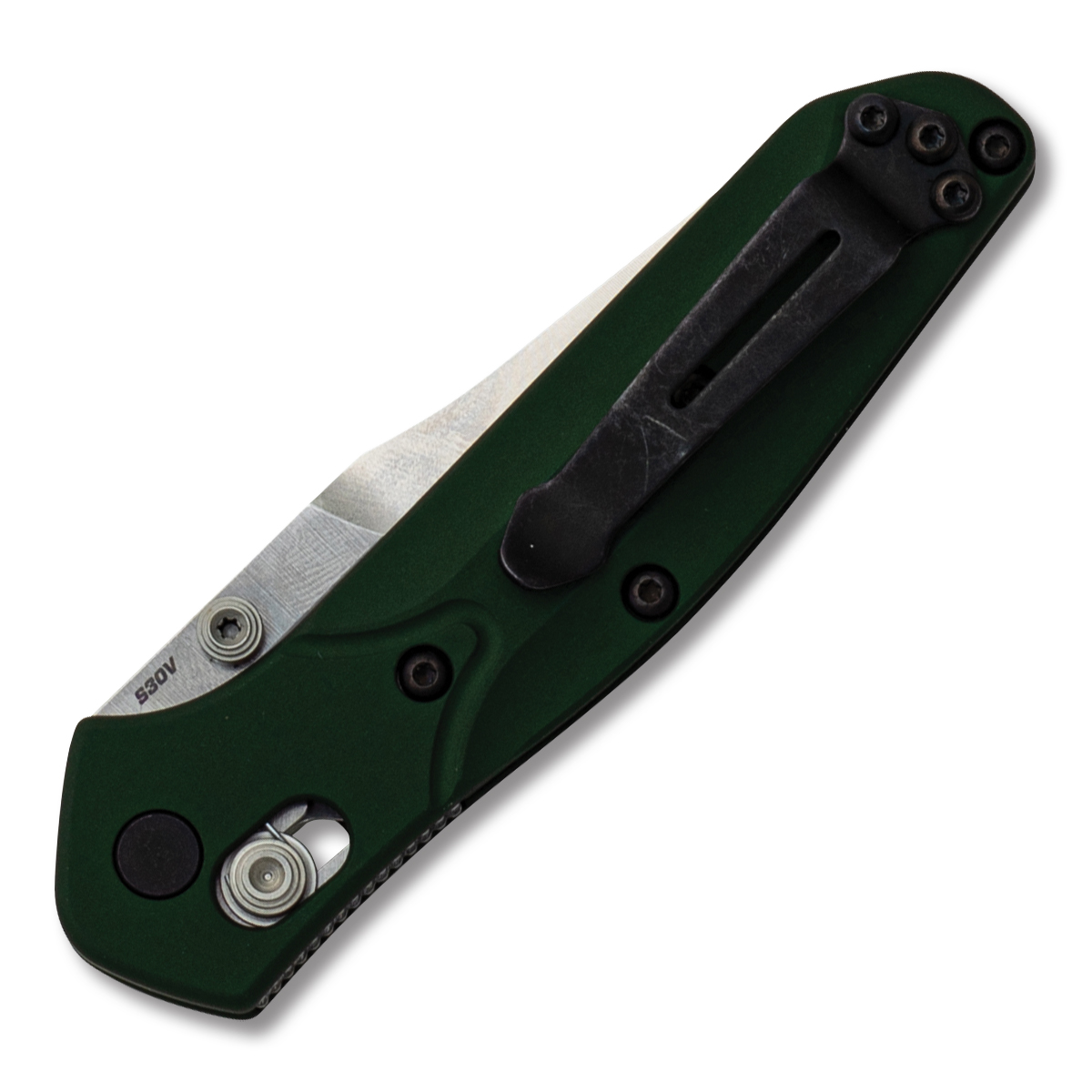 Benchmade 945 Mini Osborne Green 2.92 Inch Plain Satin Reverse Tanto BM945 View 2