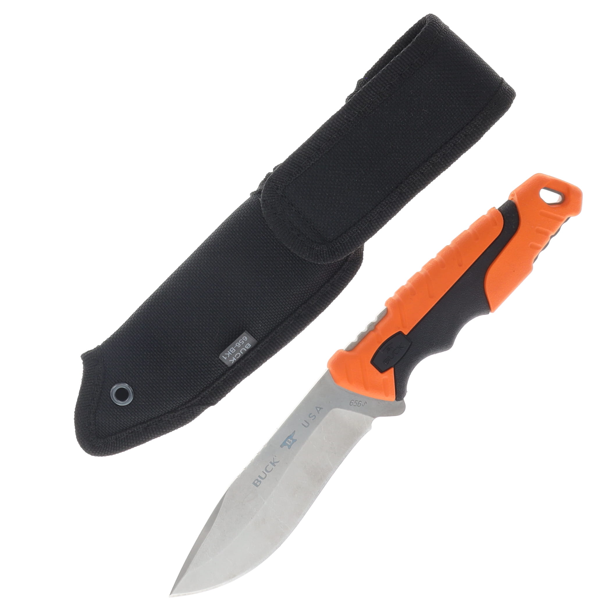 Buck 656 Large Pursuit Fixed Blade Knife Orange GRN 4.5in Drop Point BU12751 View 2