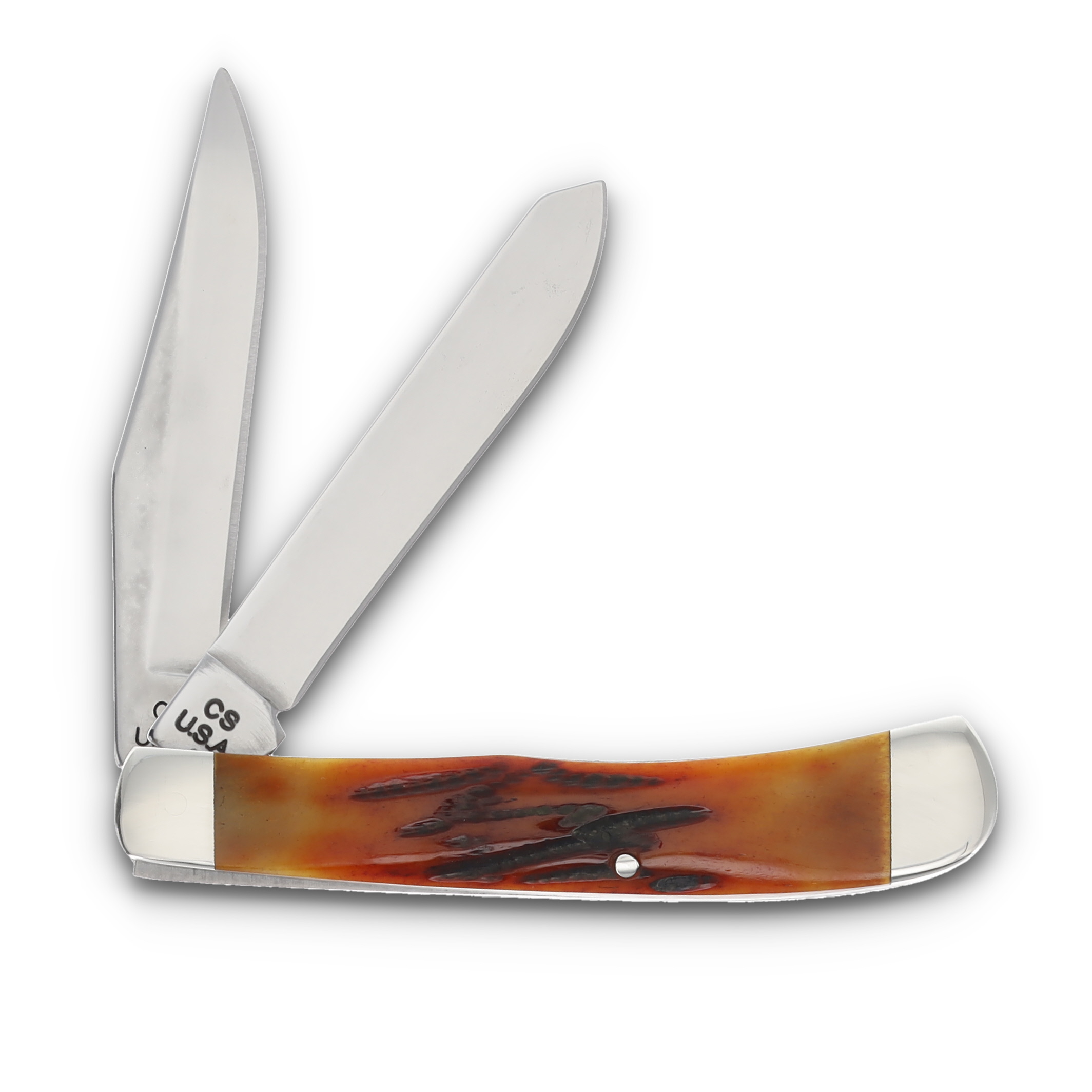 Bear & Son 4.125in Red Stag Bone Large Trapper Pocket Knife BRCRSB54 View 2