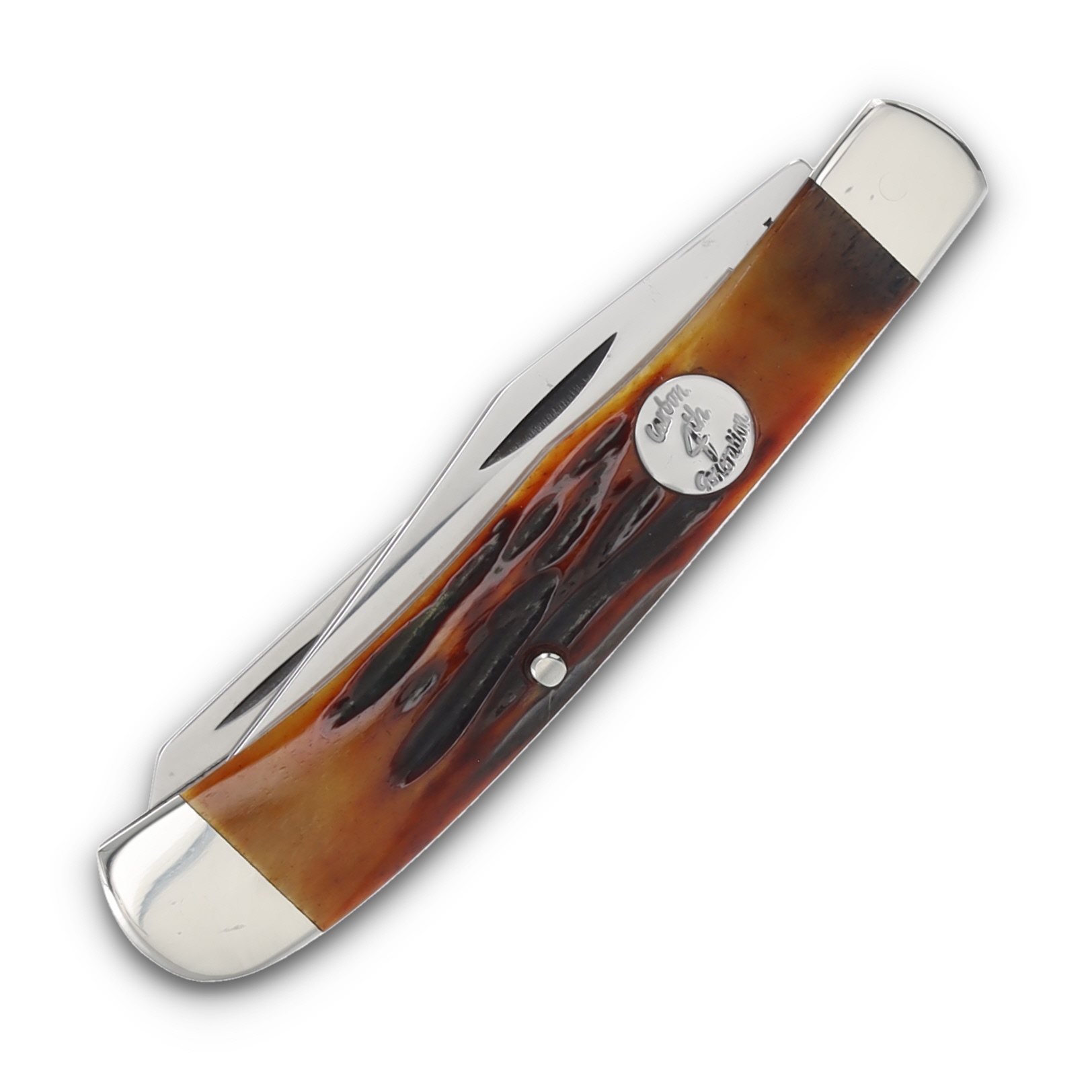 Bear & Son 4.125in Red Stag Bone Large Trapper Pocket Knife BRCRSB54 View 3