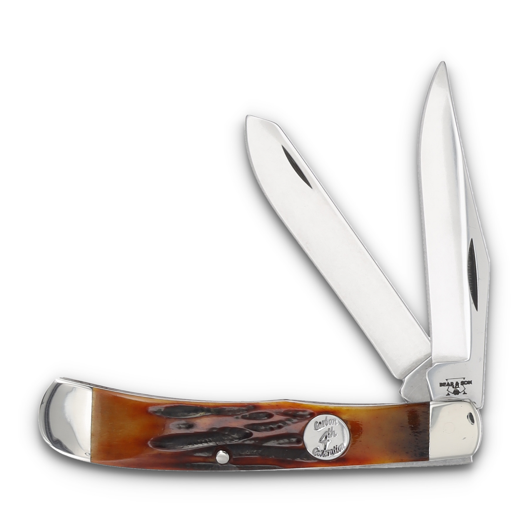 Bear & Son 4.125in Red Stag Bone Large Trapper Pocket Knife BRCRSB54 View 1