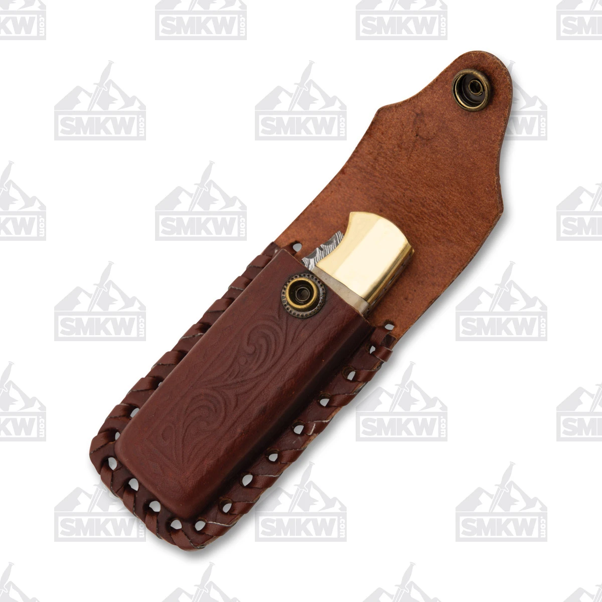 Rite Edge Bandera Folding Knife 3.75in Plain Edge Stag Damascus DM1019 View 8