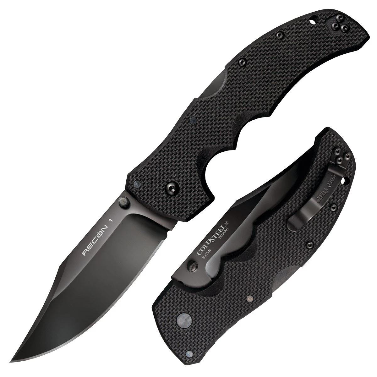 Cold Steel Recon 1 Folding Knife 4in Plain Black Clip Point CS27BC View 7