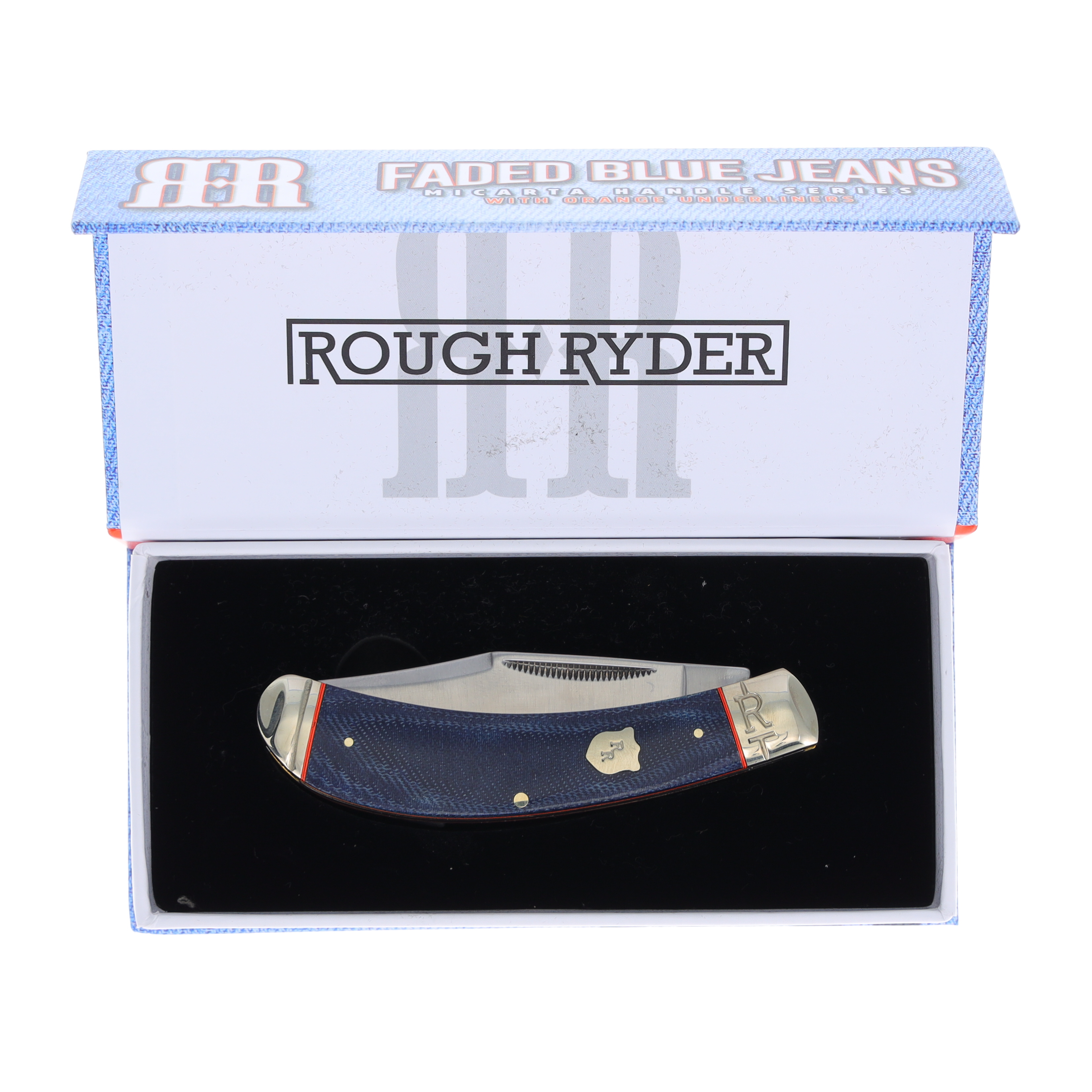 Rough Ryder One Blade Bow Trapper Folding Knife Faded Blue Jeans RR2373 View 10