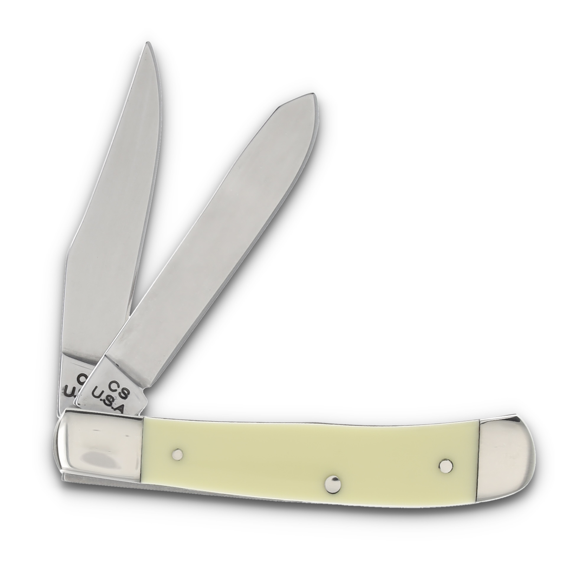 Bear & Son Little Trapper Folding Knife 2in Plain Edge Smooth Yellow Delrin BRC3545 View 2