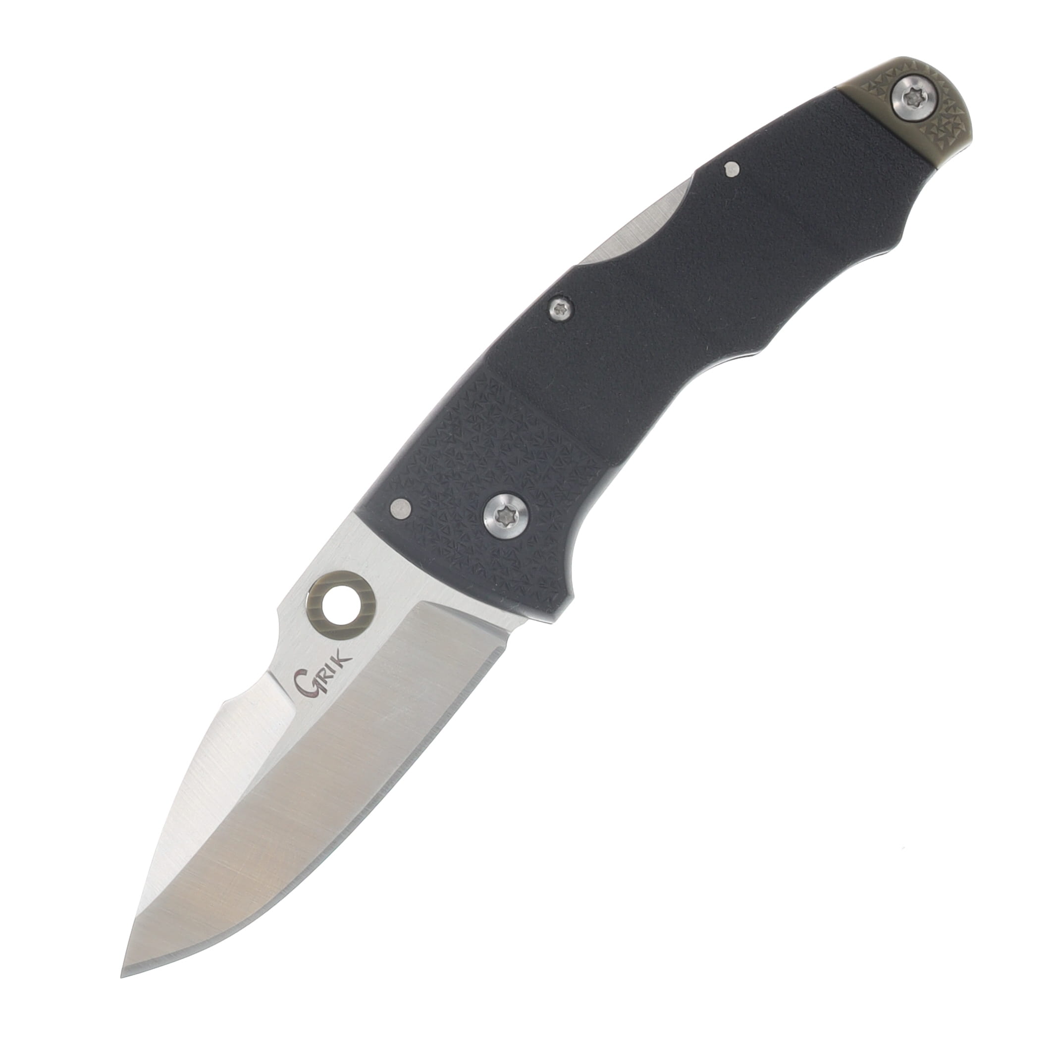 Cold Steel Grik Folding Knife OD Green-Black 3in Plain Satin Drop Point CS28E View 1