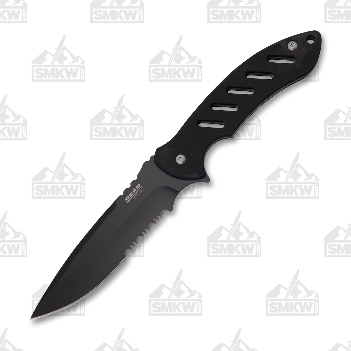 Bear & Son Brisk 1.0 Fixed Blade Knife Blackout Partially Serrated BR71517 View 2
