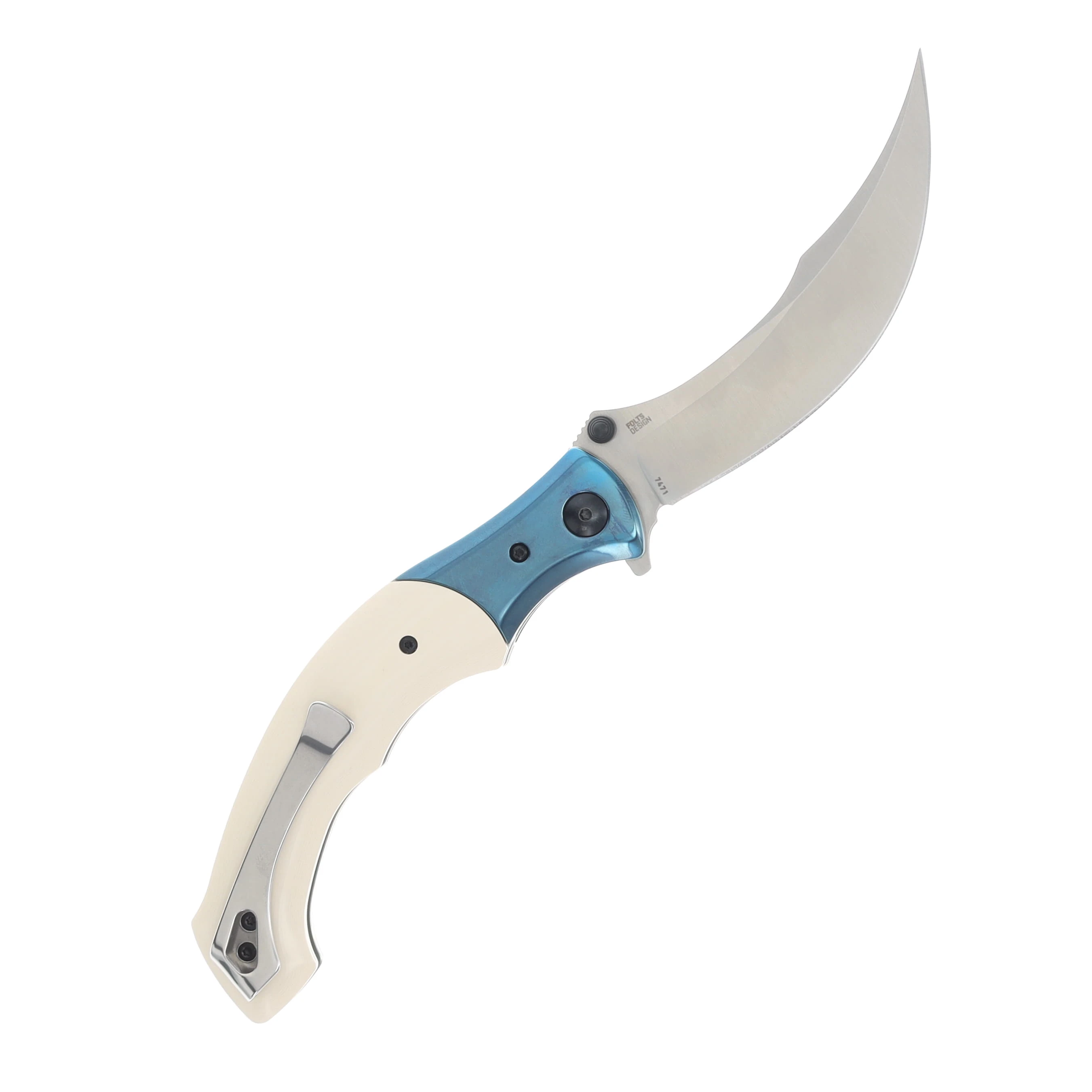 CRKT Ritual Spring Assisted Folding Knife Ivory Blue 4.37in Satin Persian Blade CR7471 View 2