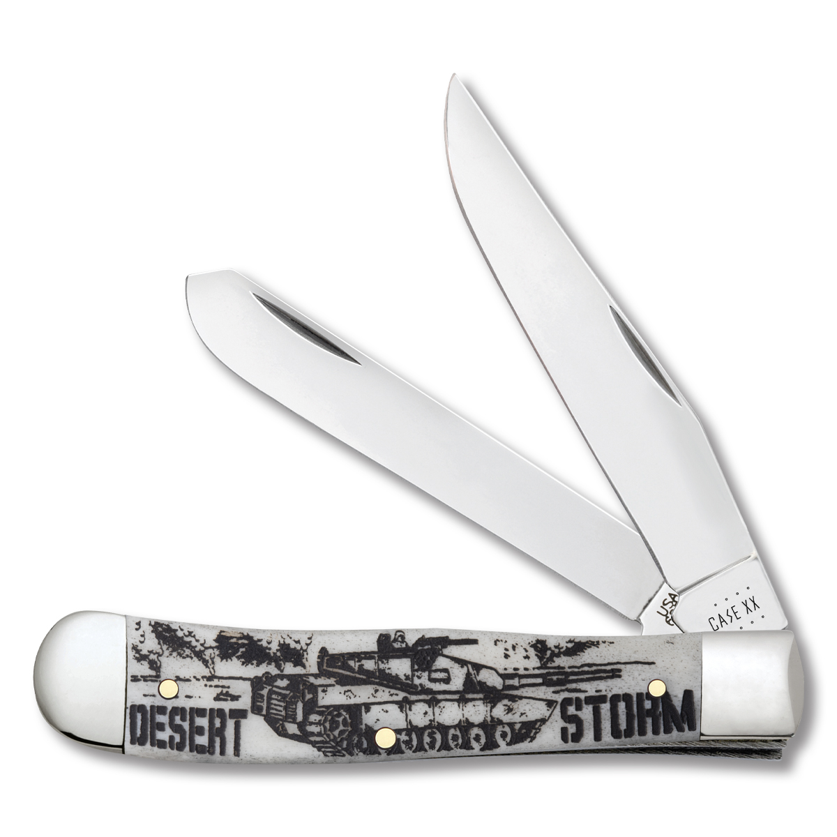 Case XX Desert Storm Smooth Bone Trapper Folding Knife CA50953 View 1