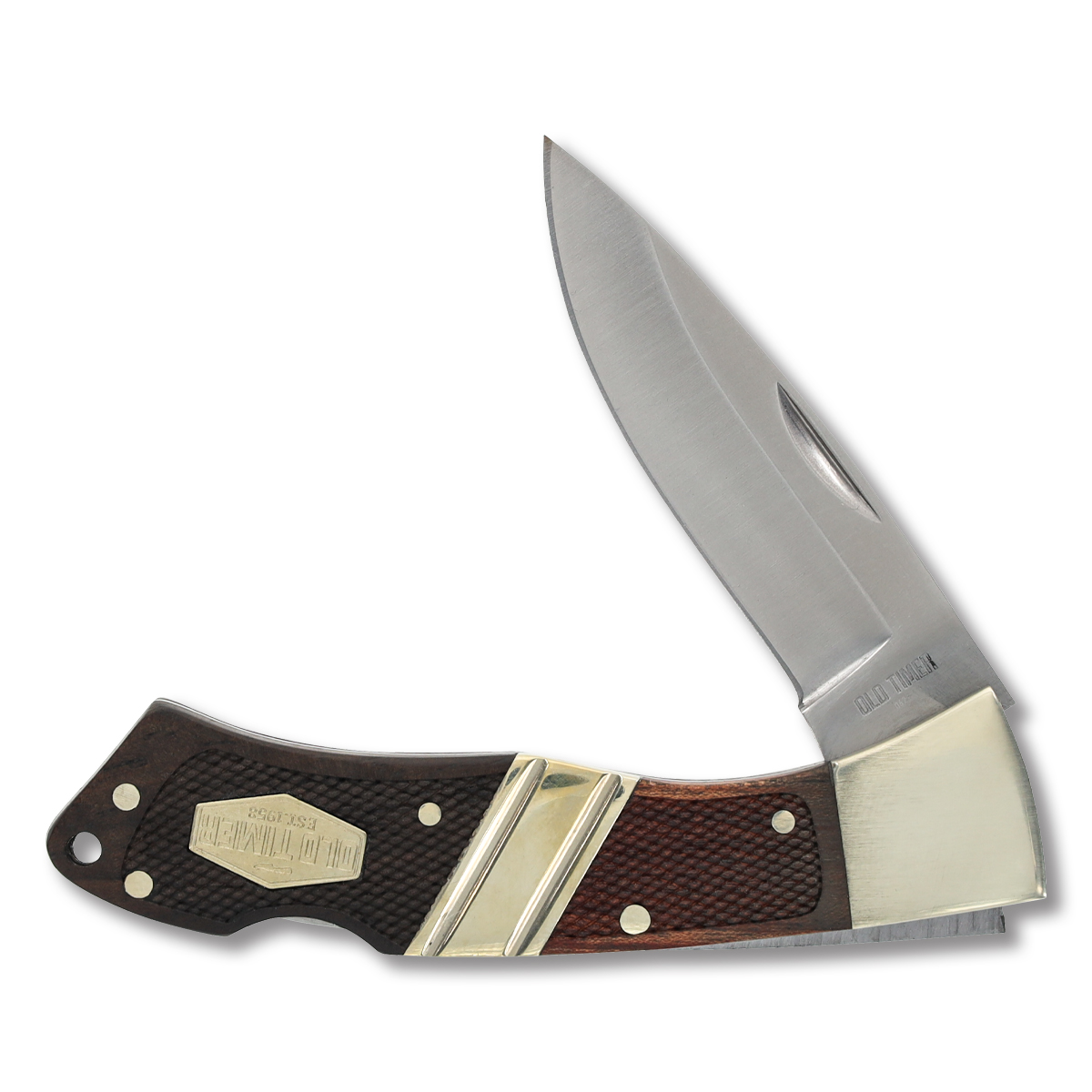 Old Timer Mountain Beaver Senior Folding Knife 3.5in Plain Checkered Wood SC29OT View 2