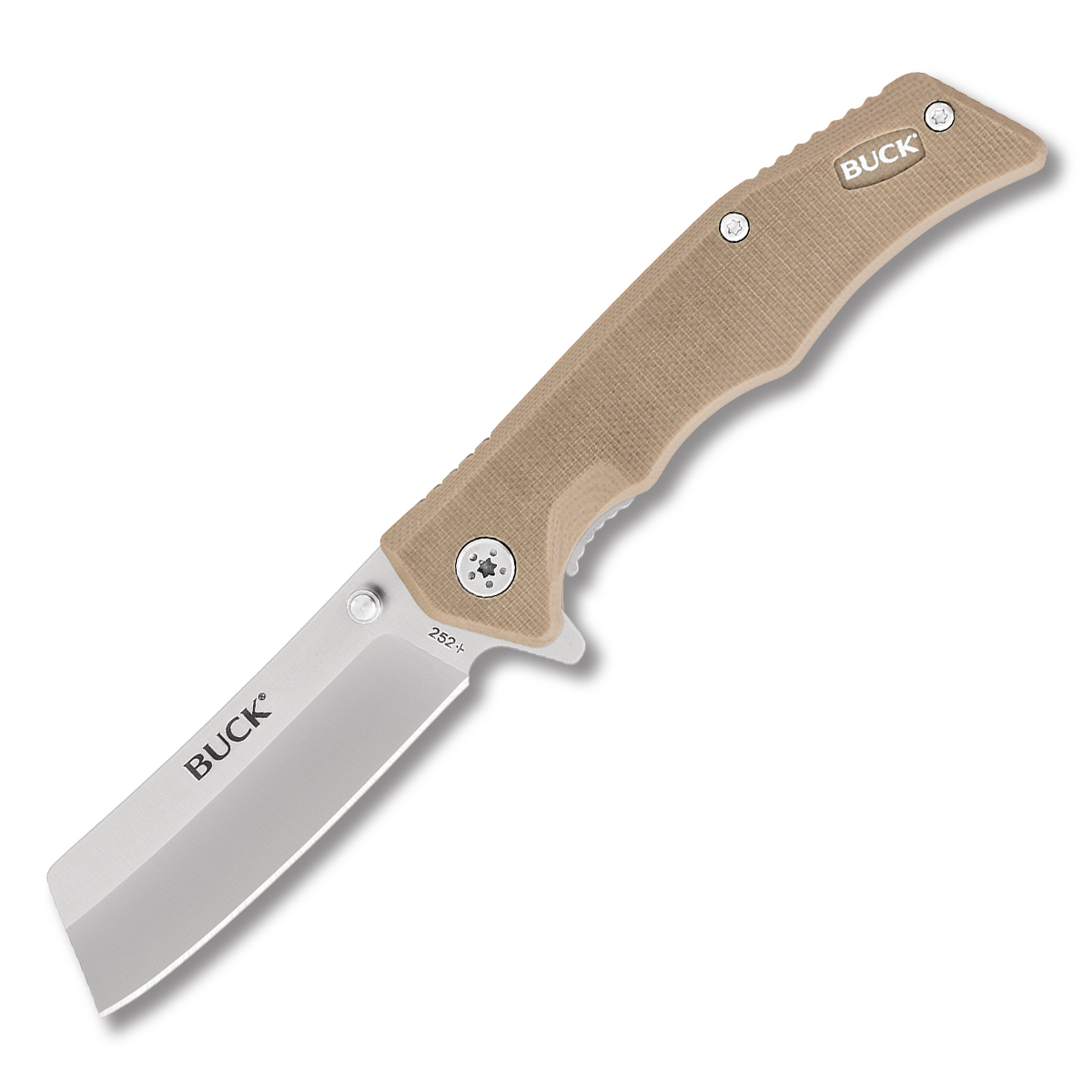 Buck Knives Trunk Folding Knife Tan 2.87 Inch Plain Satin Cleaver BU13046 View 1