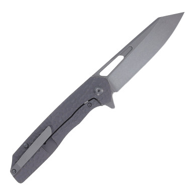 Kansept Shard Circle Woodgrain Ti Folding Knife 3.5in Stonewash Reverse Tanto View 3