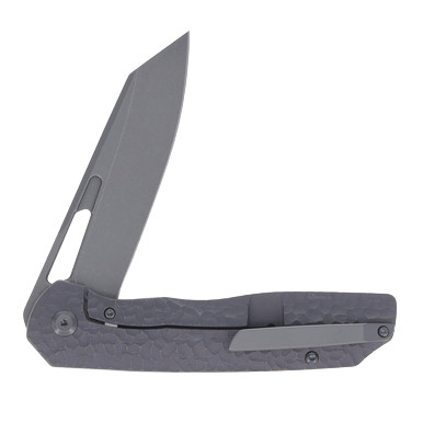 Kansept Shard Circle Woodgrain Ti Folding Knife 3.5in Stonewash Reverse Tanto View 5