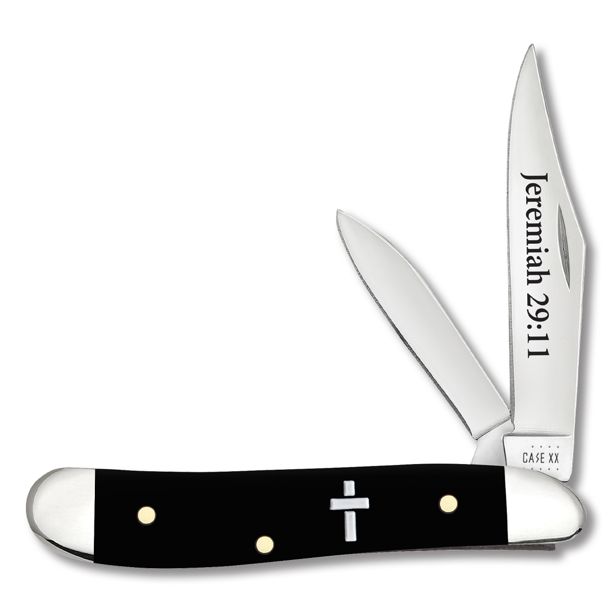 Case Jeremiah 29:11 Smooth Black Synthetic Peanut Folding Knife
