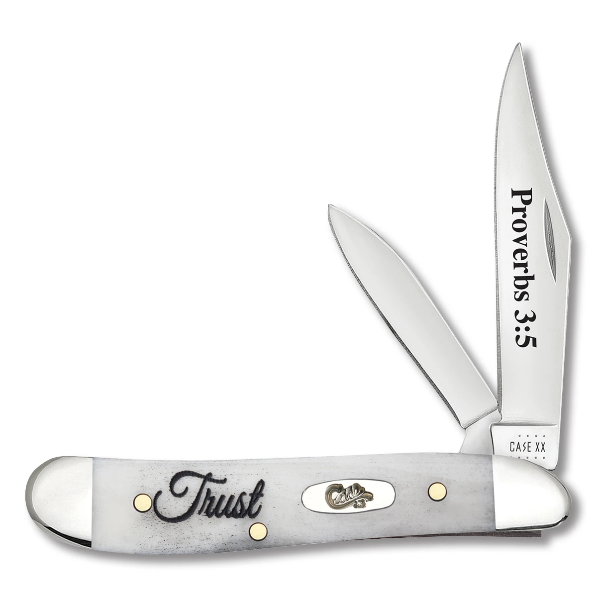 Case Proverbs 3:5 Peanut Folding Knife 2.87in Plain Natural Smooth Bone CA60867 View 1