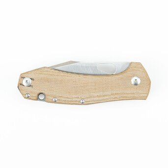 GiantMouse ACE Grand Linerlock Folding Knife Satin Elmax/Natural Canvas Micarta GMACEGRDNC View 4