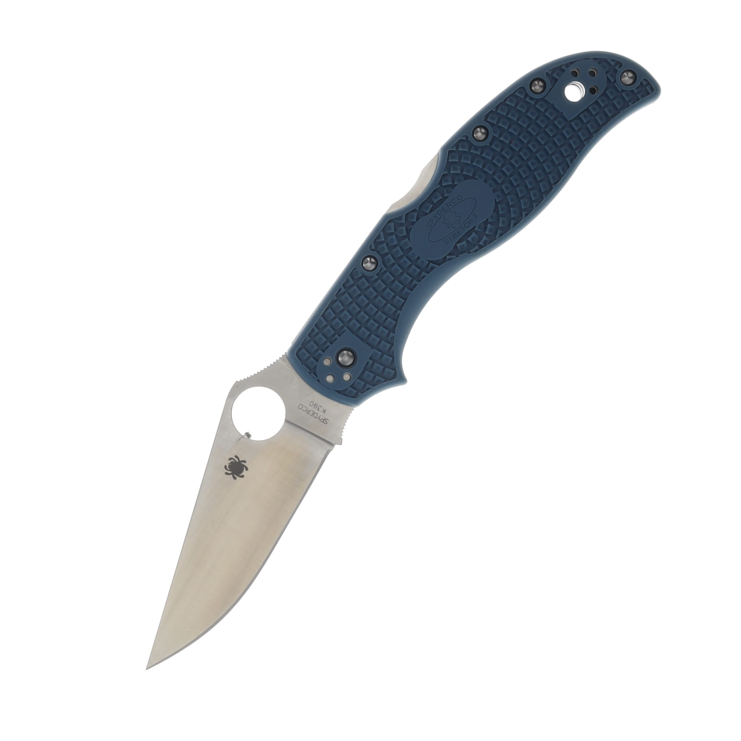 Spyderco Stretch 2 Lightweight Blue folding Knife 3.48in Plain Satin Blade SPC90FP2K390 View 1