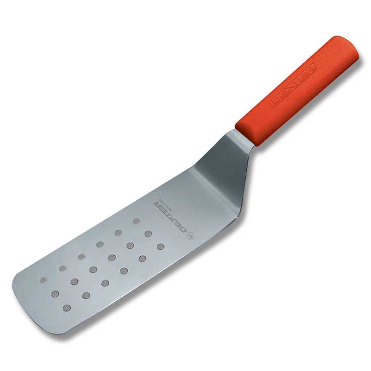 Dexter Russell 8" x 3" Sani-Safe Red Perforated Turner DR19703R View 1